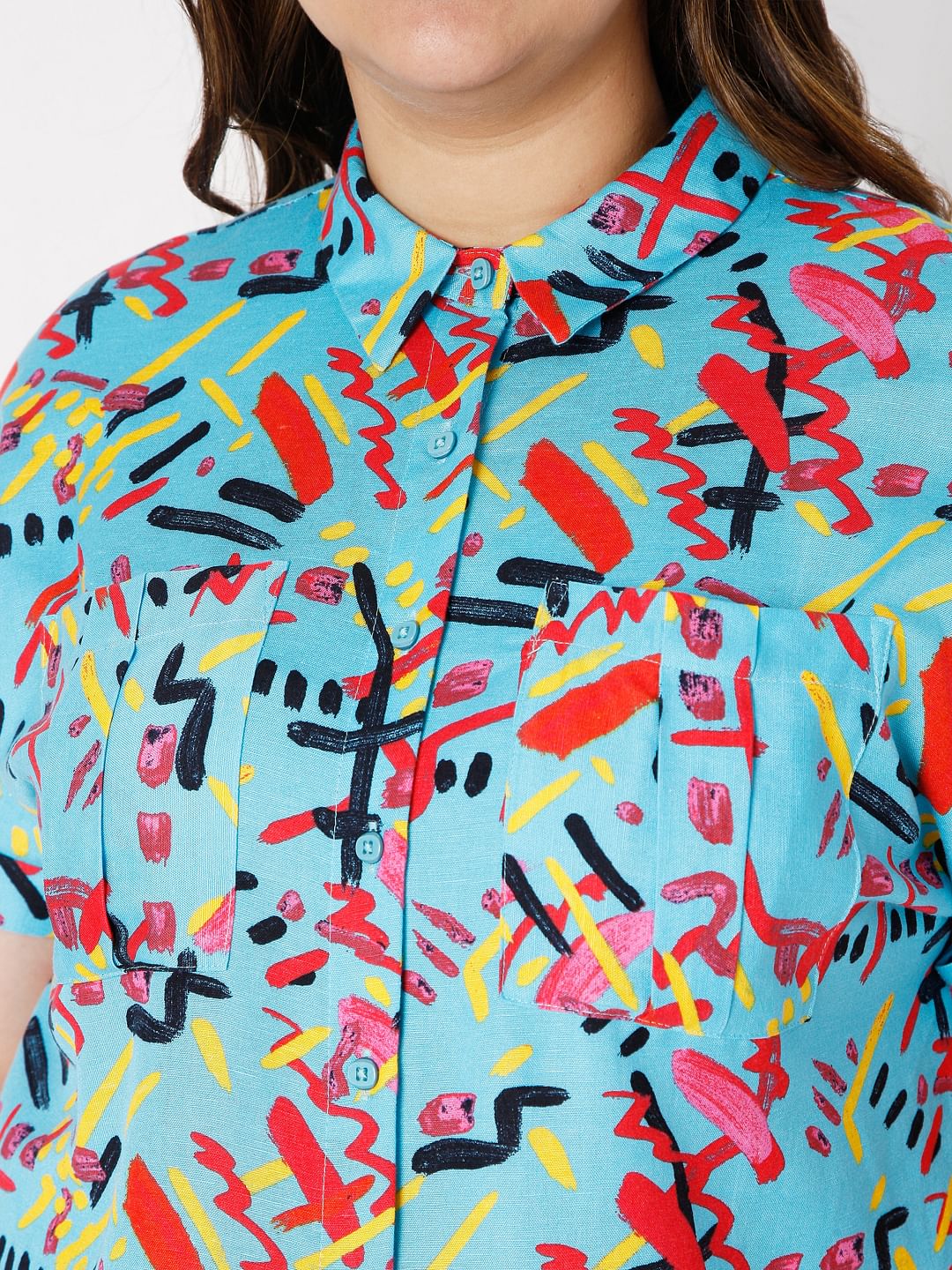 Curve Blue Abstract Printed Shirt - Image 6