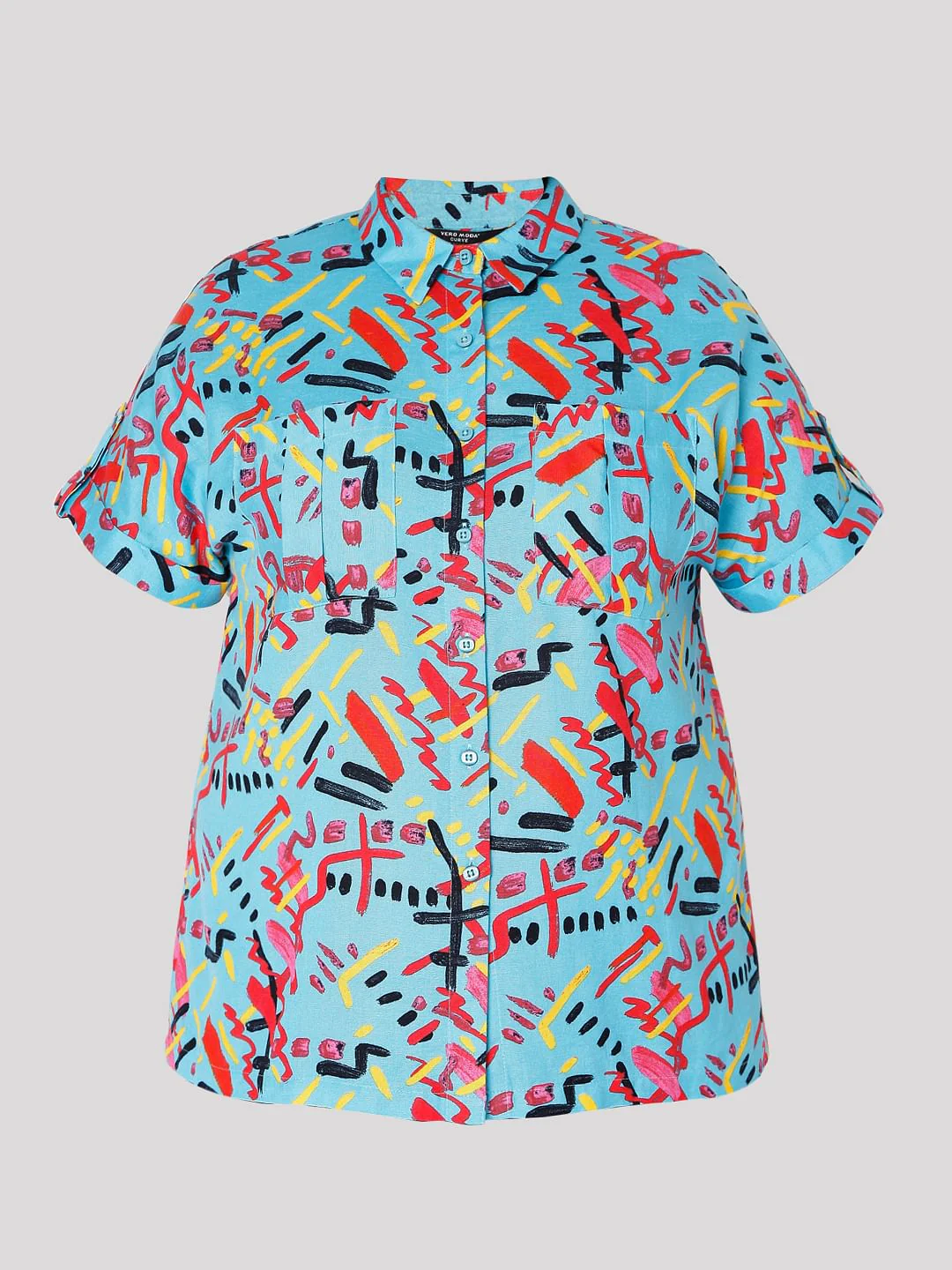 Curve Blue Abstract Printed Shirt - Image 7