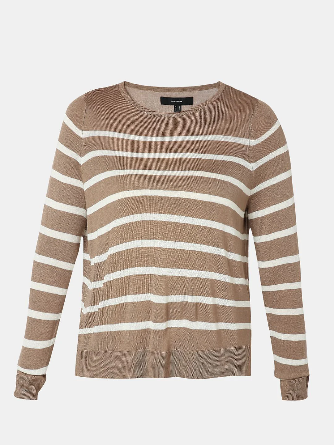 Brown Striped Flat Knit Pullover - Image 7