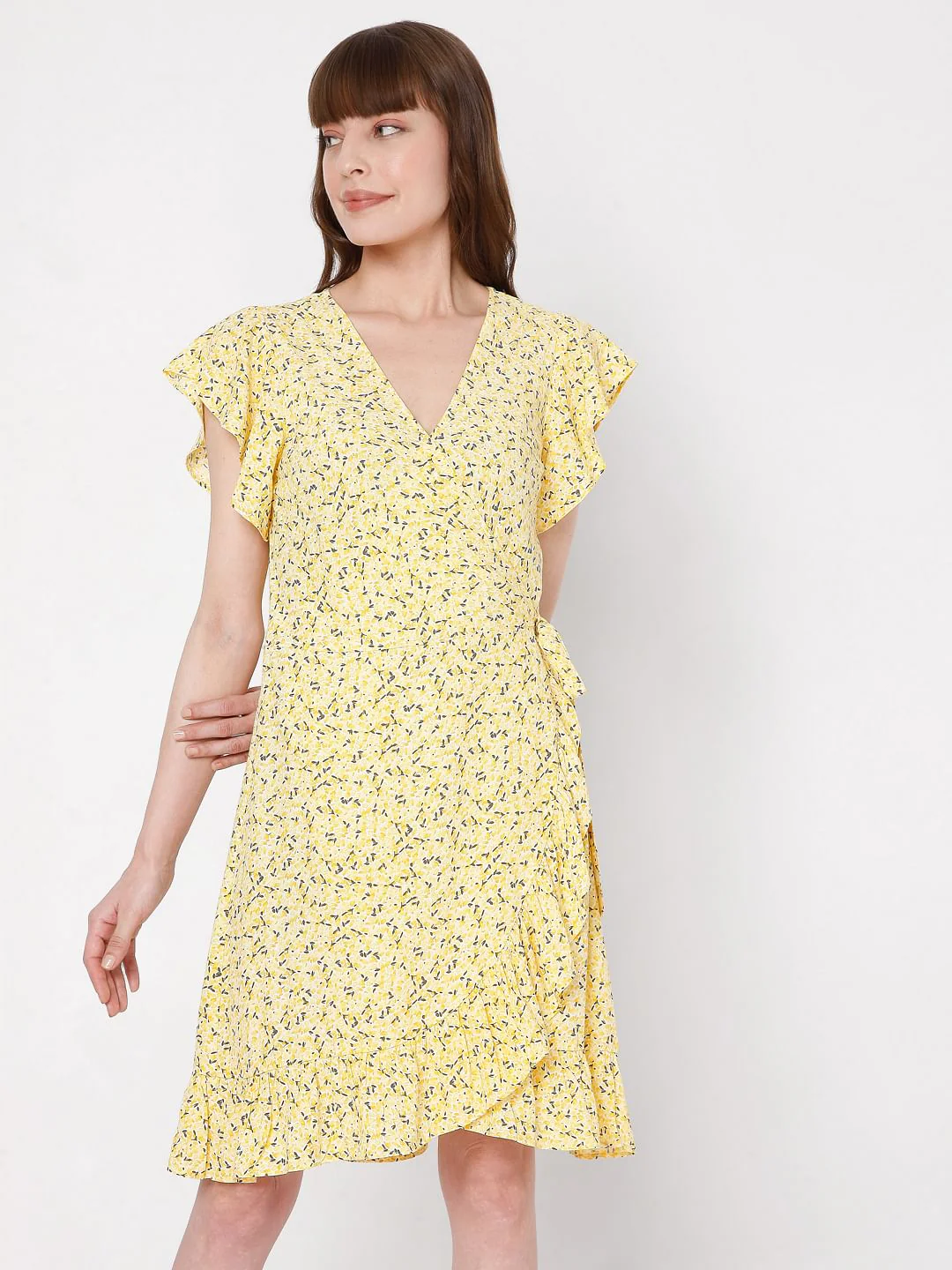 Yellow Floral Mini Dress - Image 2