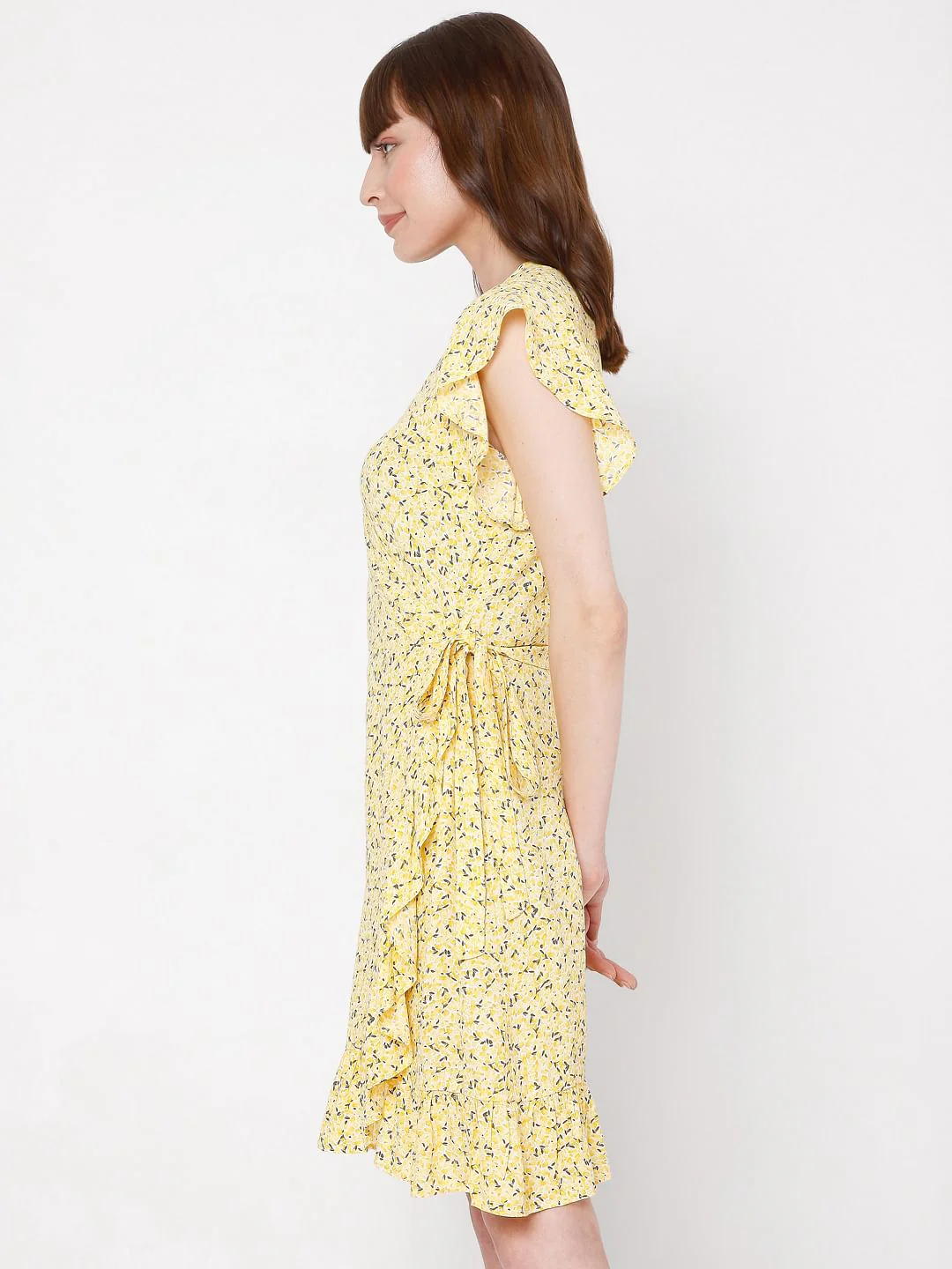 Yellow Floral Mini Dress - Image 3