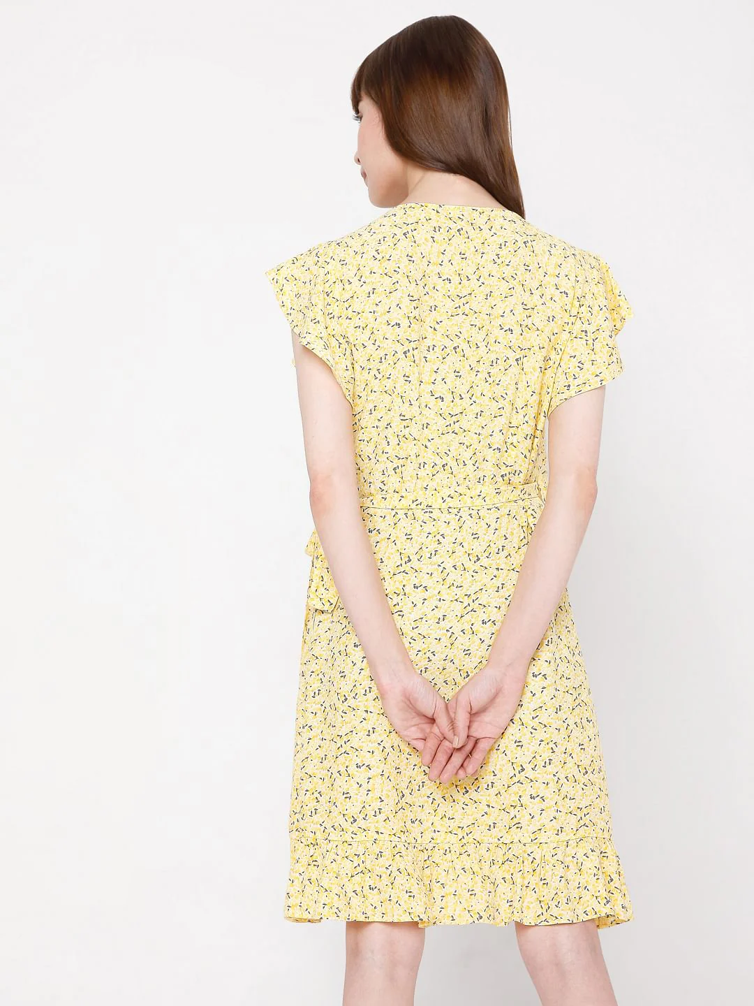 Yellow Floral Mini Dress - Image 4