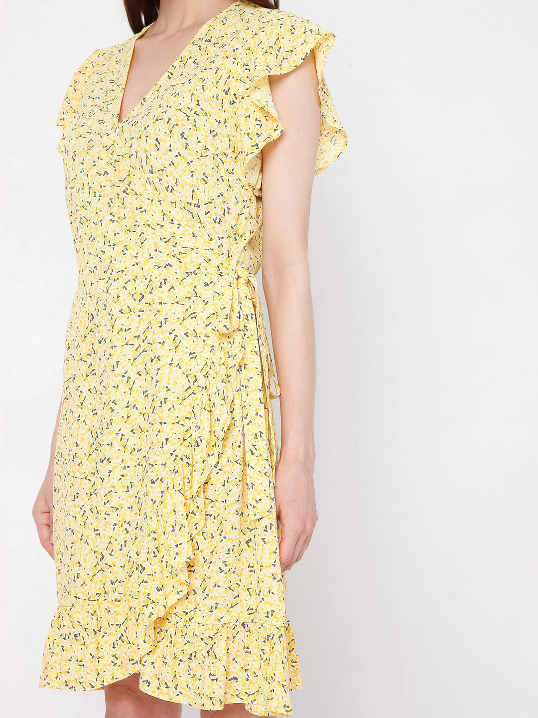 Yellow Floral Mini Dress - Image 6