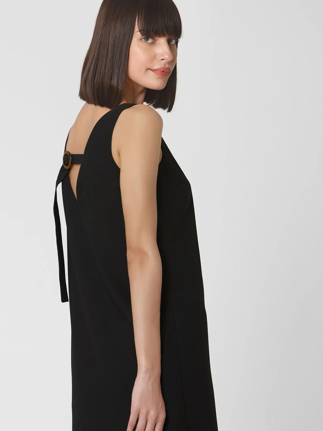 Black Back Buckle Shift Dress - Image 2