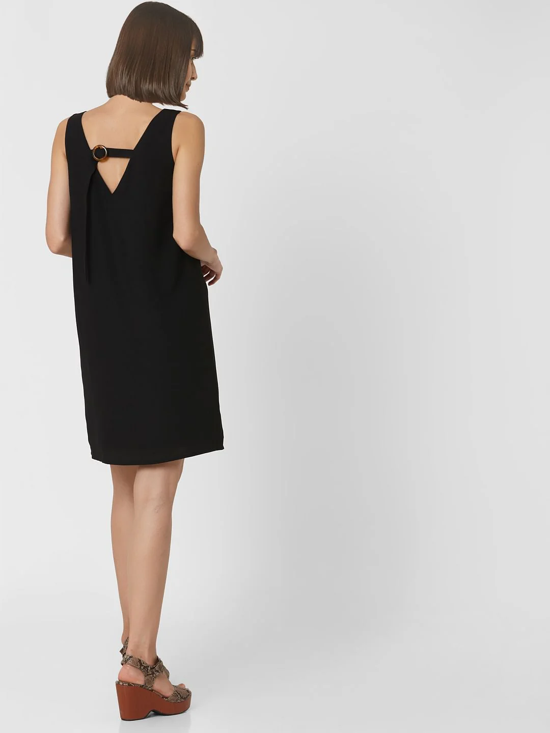 Black Back Buckle Shift Dress - Image 4