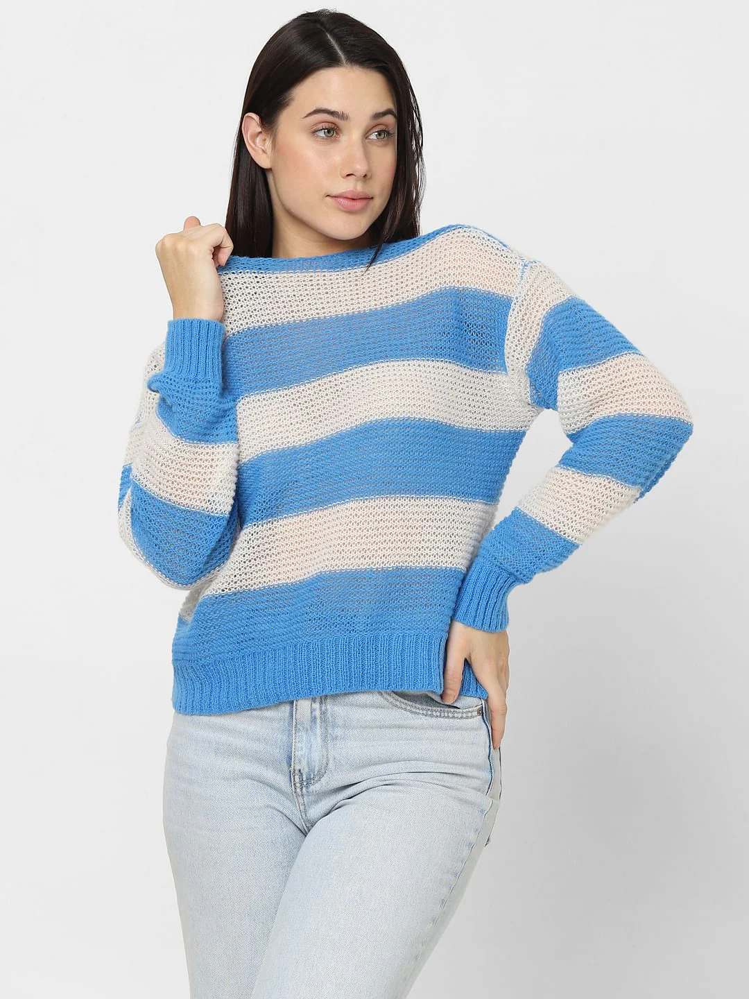 Blue Striped Boatneck Pullover - Image 2