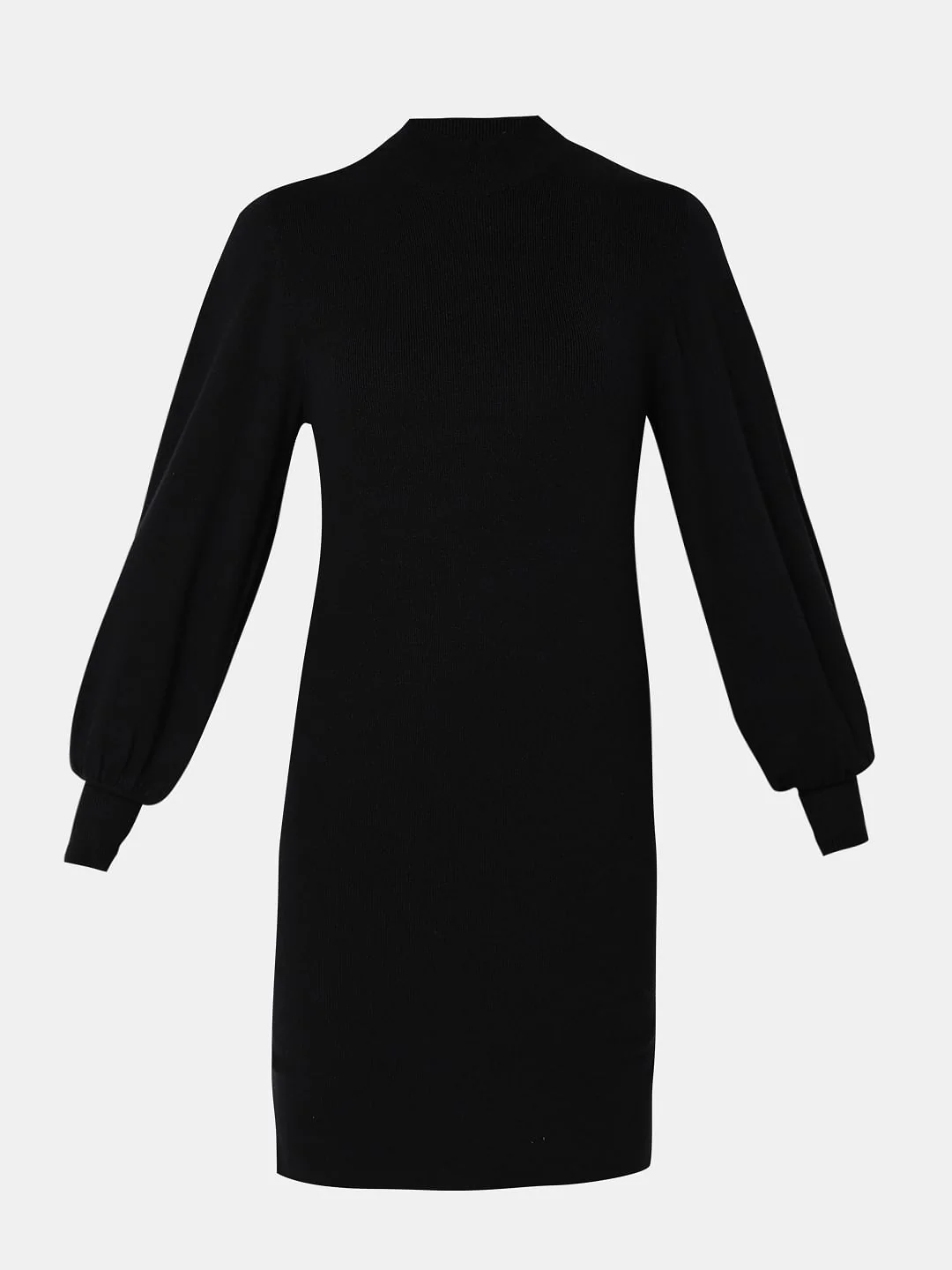 Black High Neck Bodycon Fitted Dress - Image 7