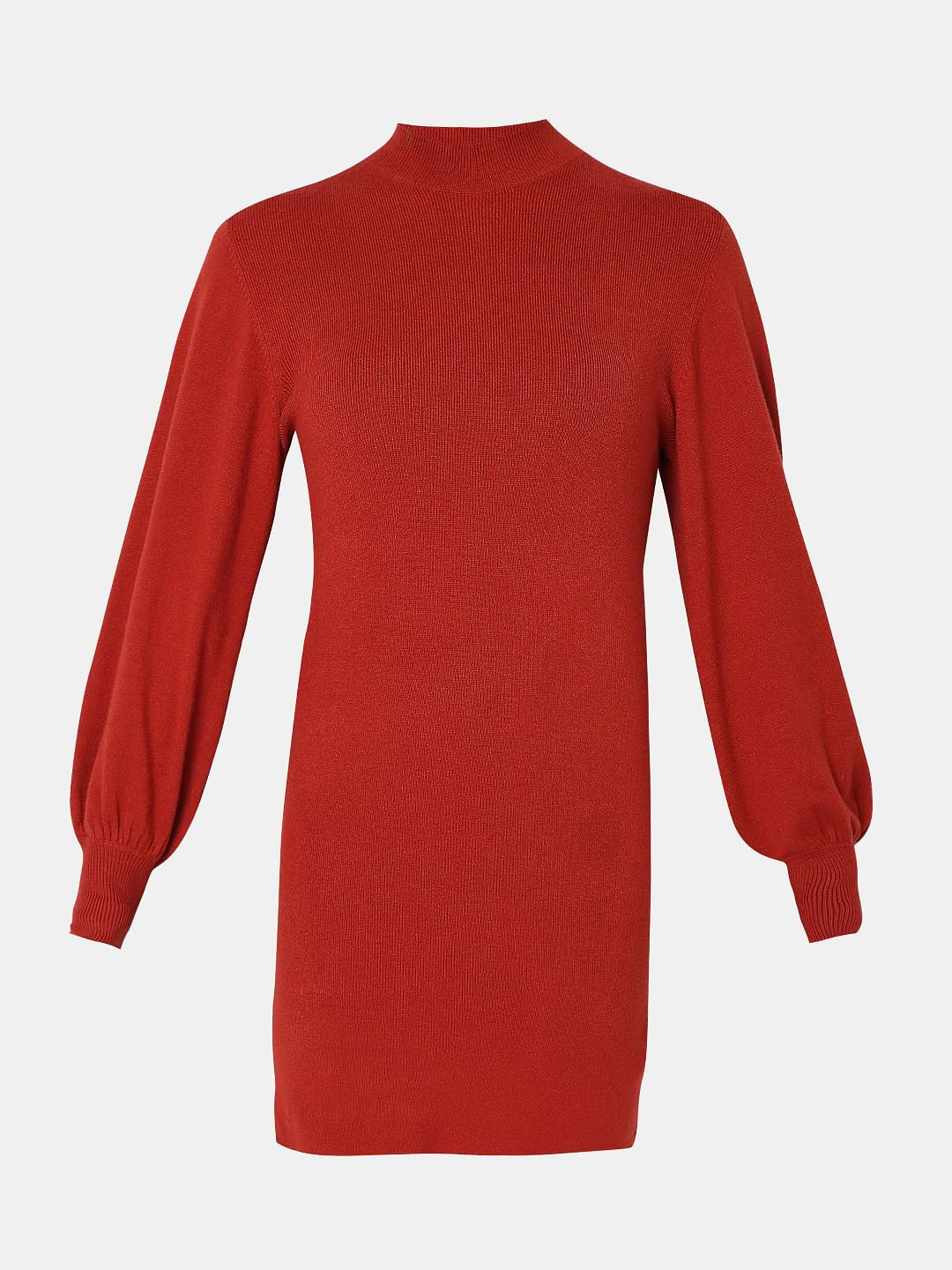 Red High Neck Bodycon Fitted Dress - Image 7