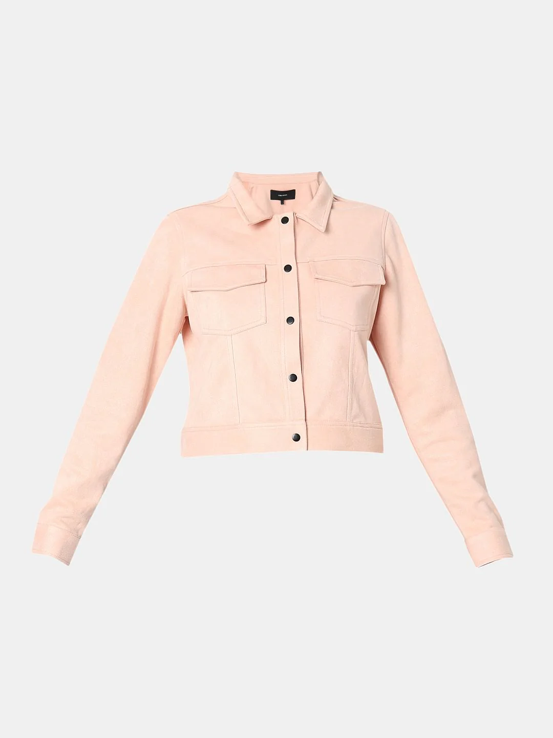 Peach Cropped Suede Jacket - Image 7