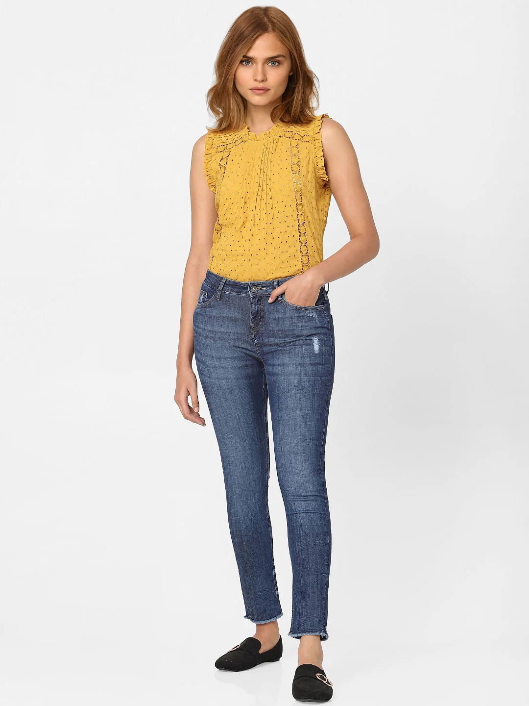 Blue Mid Rise Skinny Jeans - Image 2
