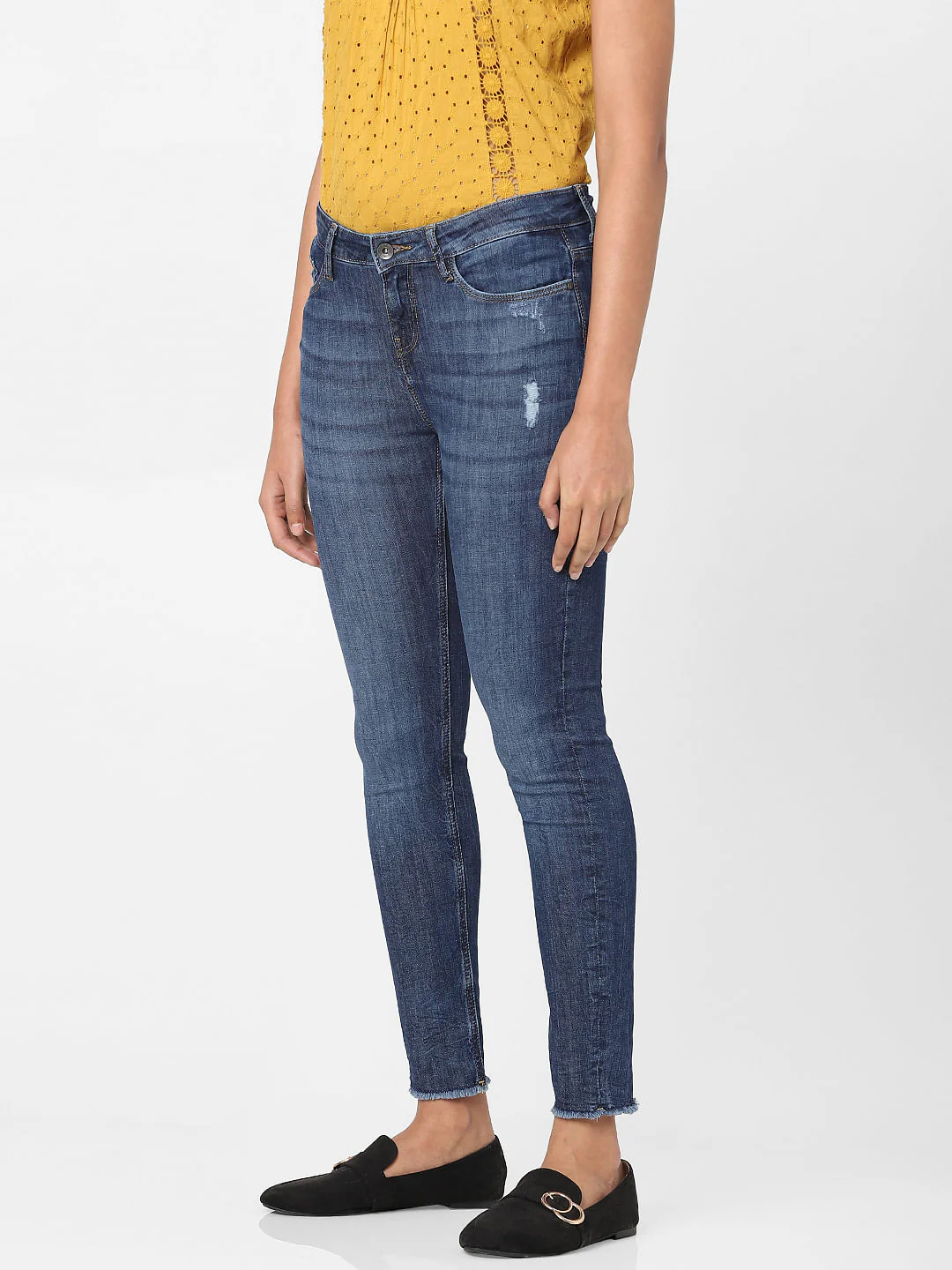 Blue Mid Rise Skinny Jeans - Image 3