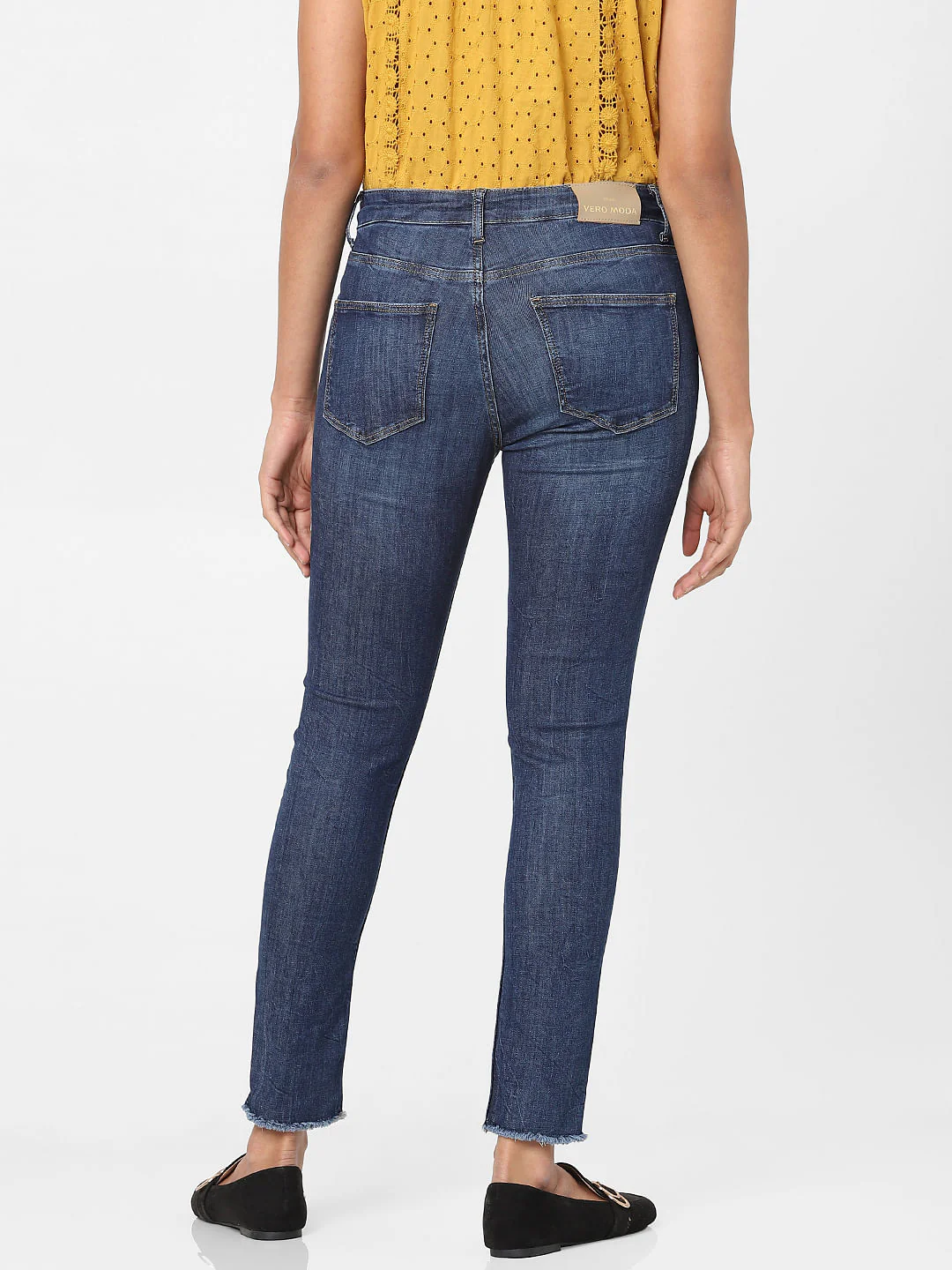 Blue Mid Rise Skinny Jeans - Image 4
