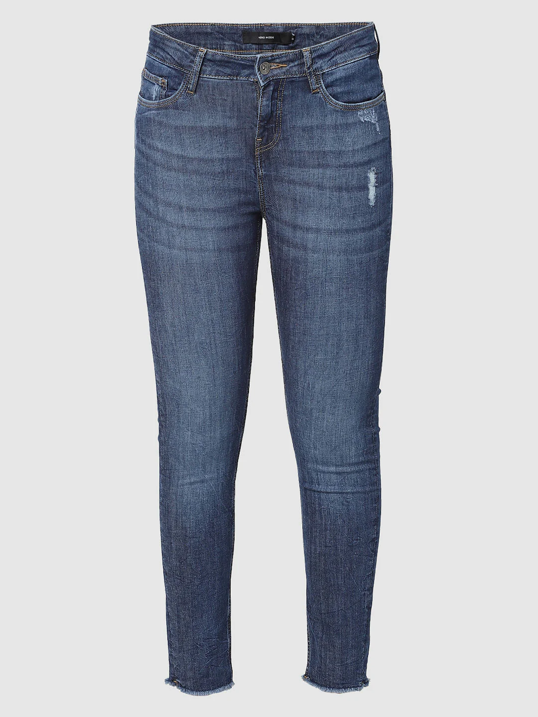 Blue Mid Rise Skinny Jeans - Image 6
