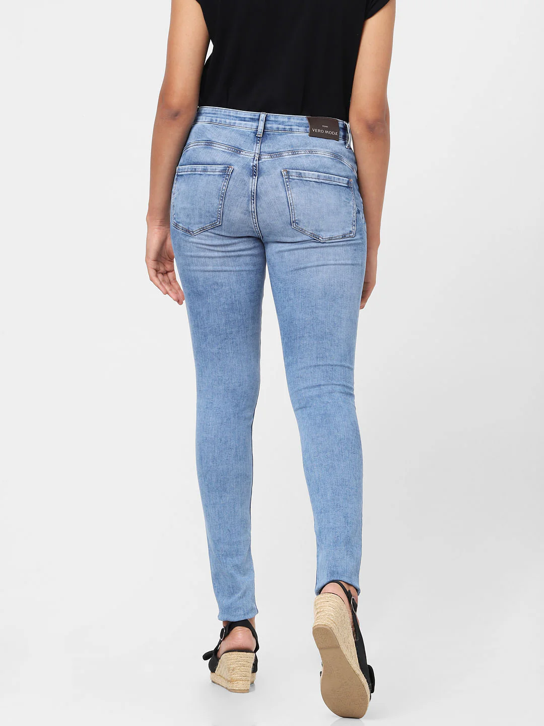 Light Blue Distressed Pushup Wendy Skinny Jeans - Image 4