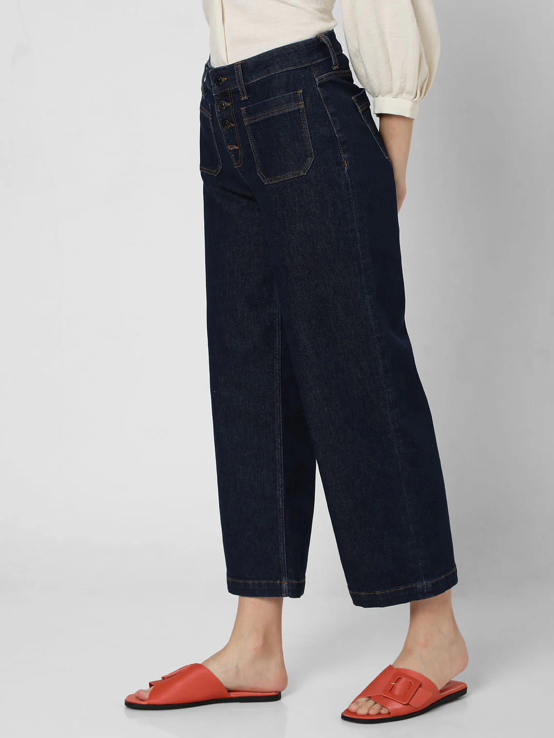 Blue High Rise Buttoned Zoey Wide-Leg Jeans - Image 2