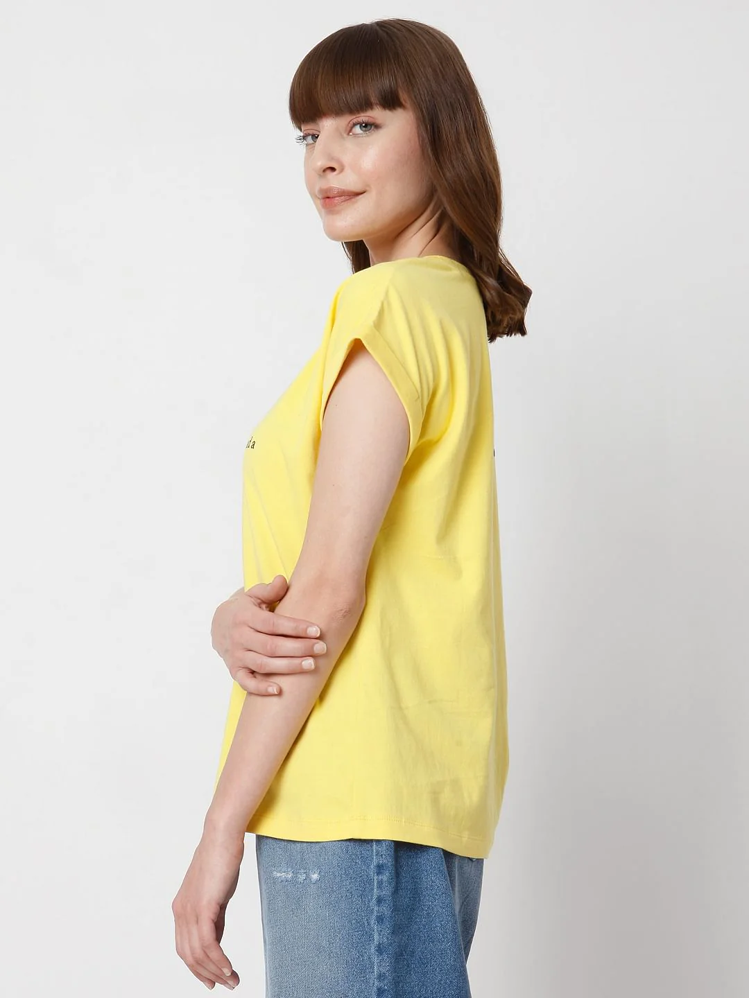 Yellow Slogan Print T-Shirt - Image 3