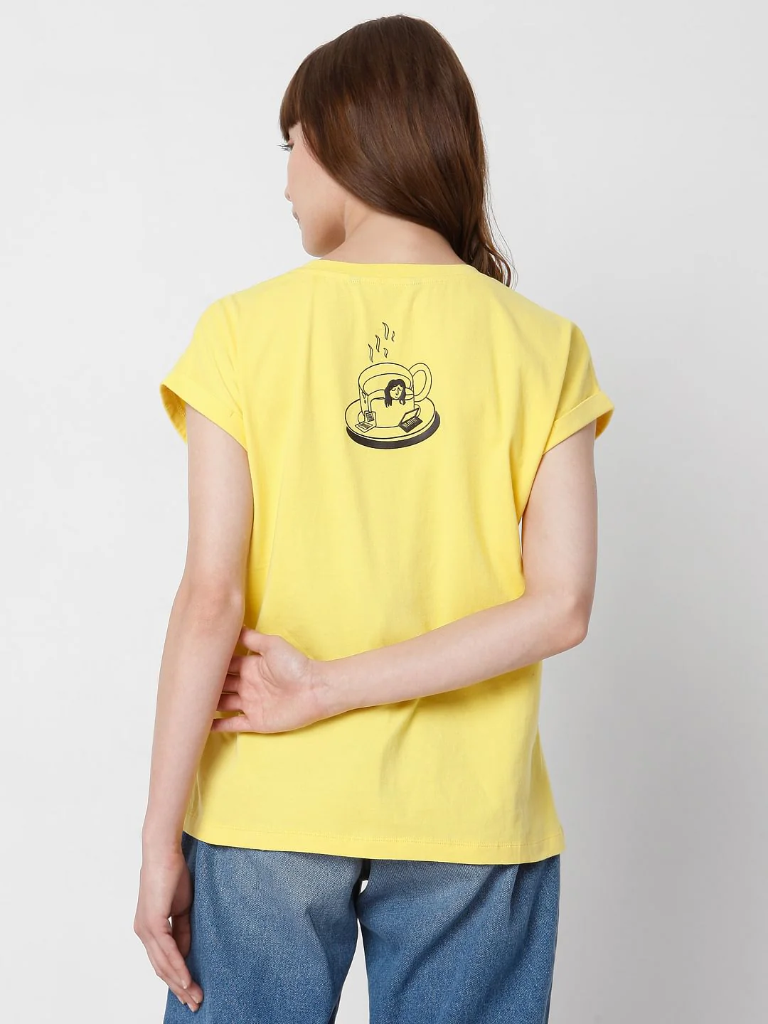 Yellow Slogan Print T-Shirt - Image 4