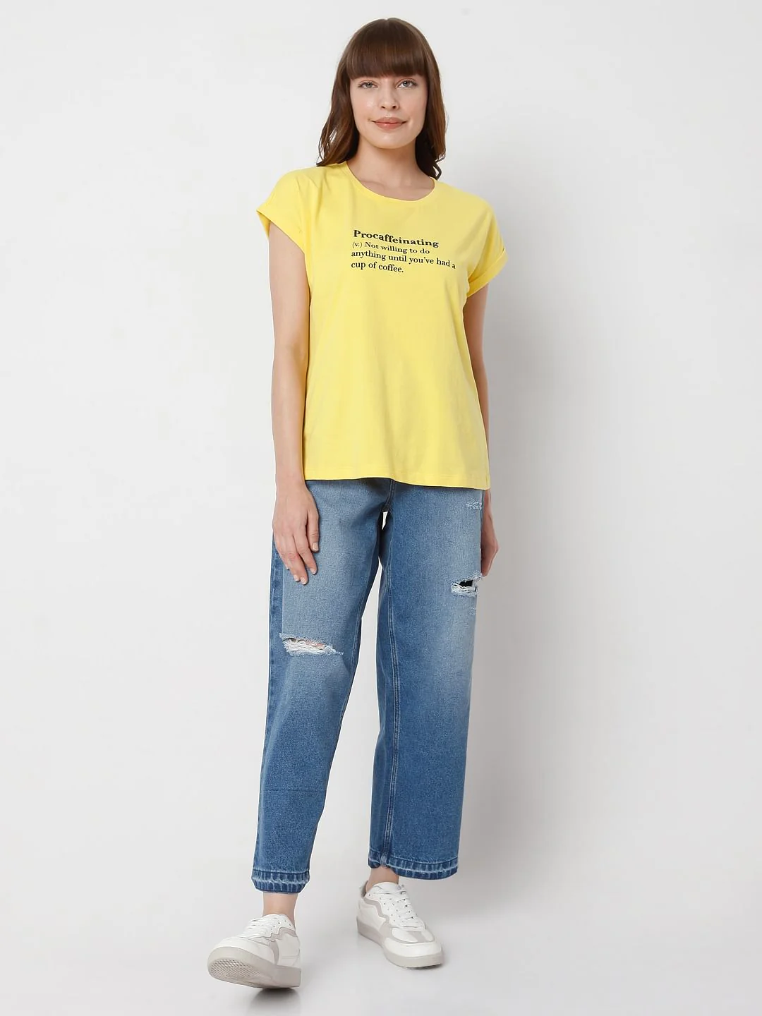 Yellow Slogan Print T-Shirt - Image 5