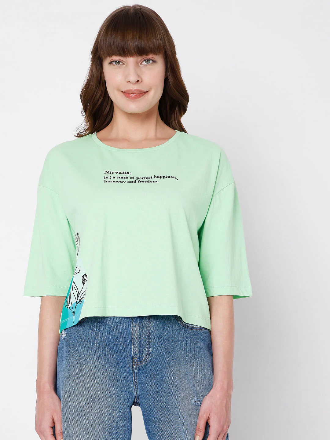 Green Text Print T-Shirt - Image 2