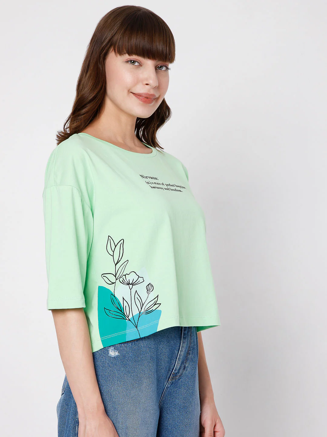 Green Text Print T-Shirt - Image 3