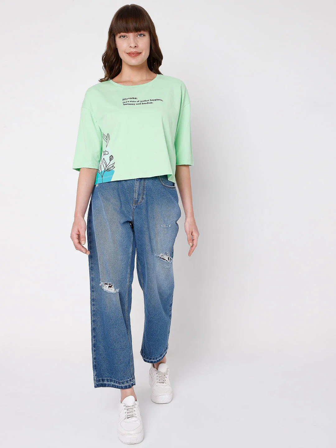 Green Text Print T-Shirt - Image 5