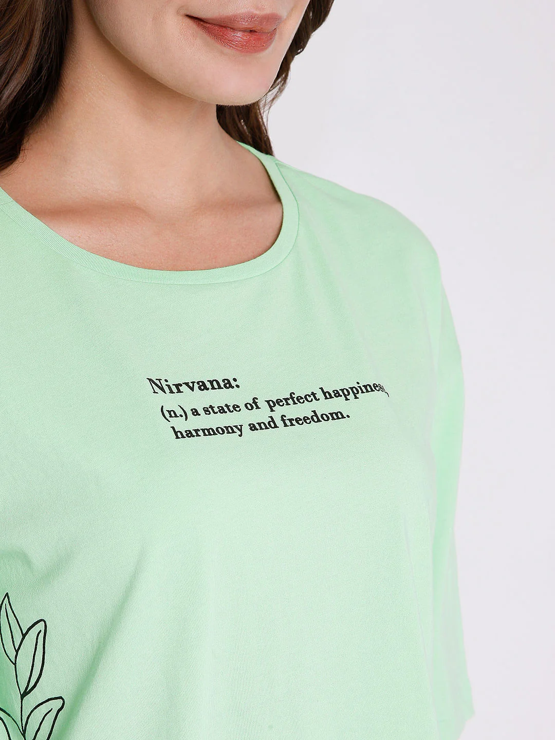 Green Text Print T-Shirt - Image 6
