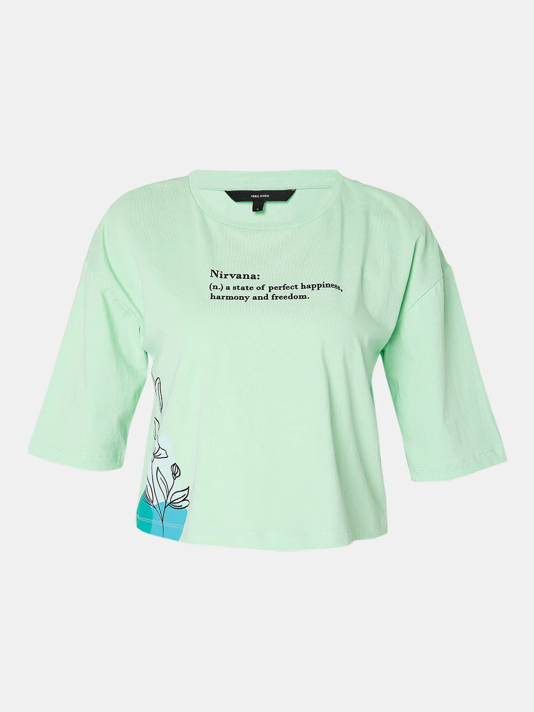 Green Text Print T-Shirt - Image 7