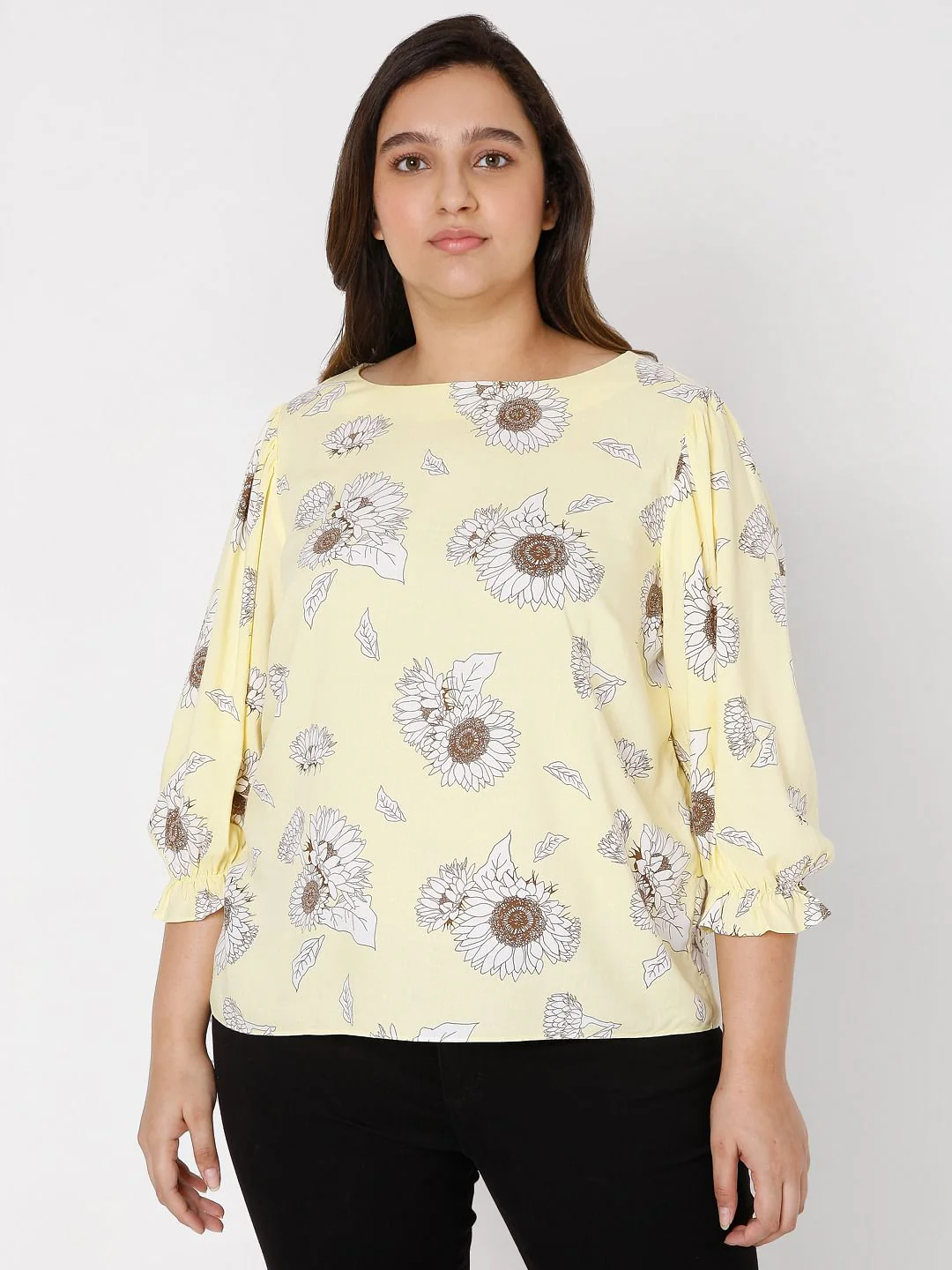 Curve Yellow Floral Top - Image 2