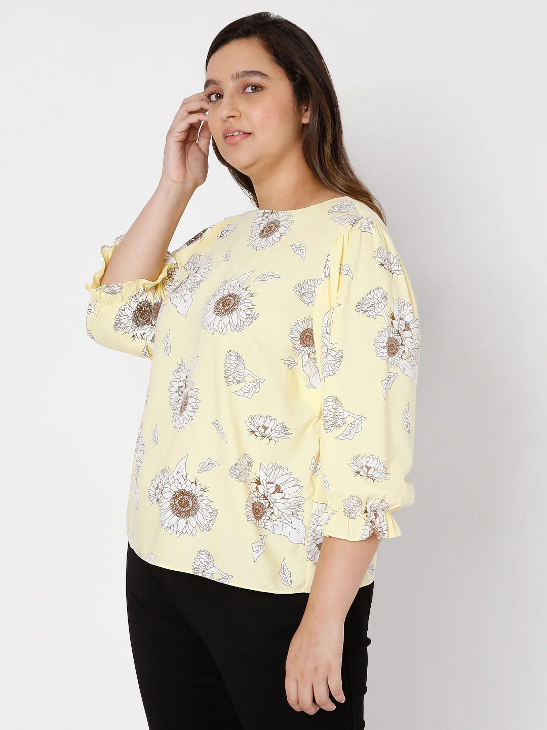 Curve Yellow Floral Top - Image 3