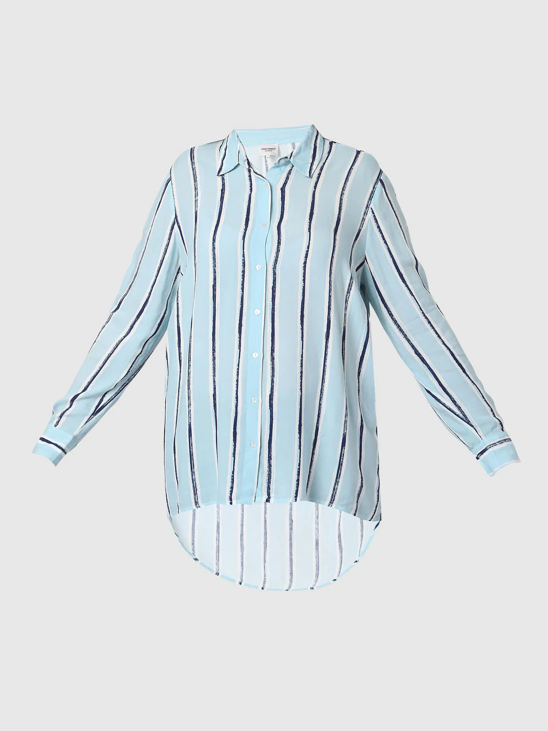 Curve Light Blue Striped Tunic Shirt - Image 7