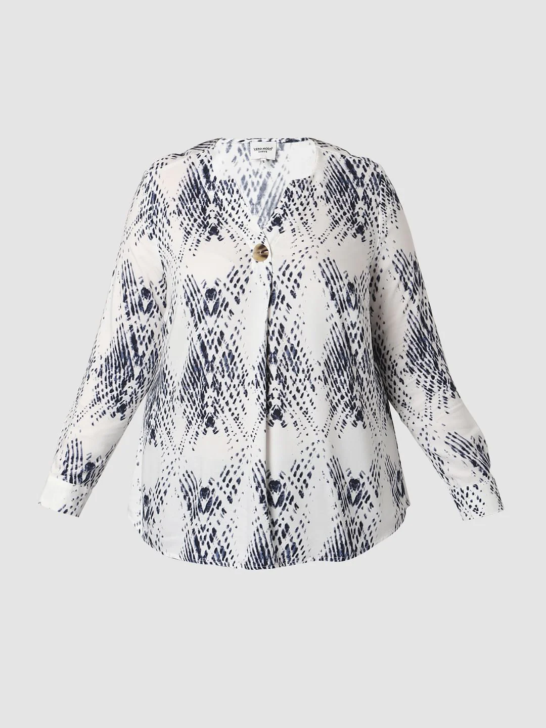 Curve White Abstract Print Top - Image 7