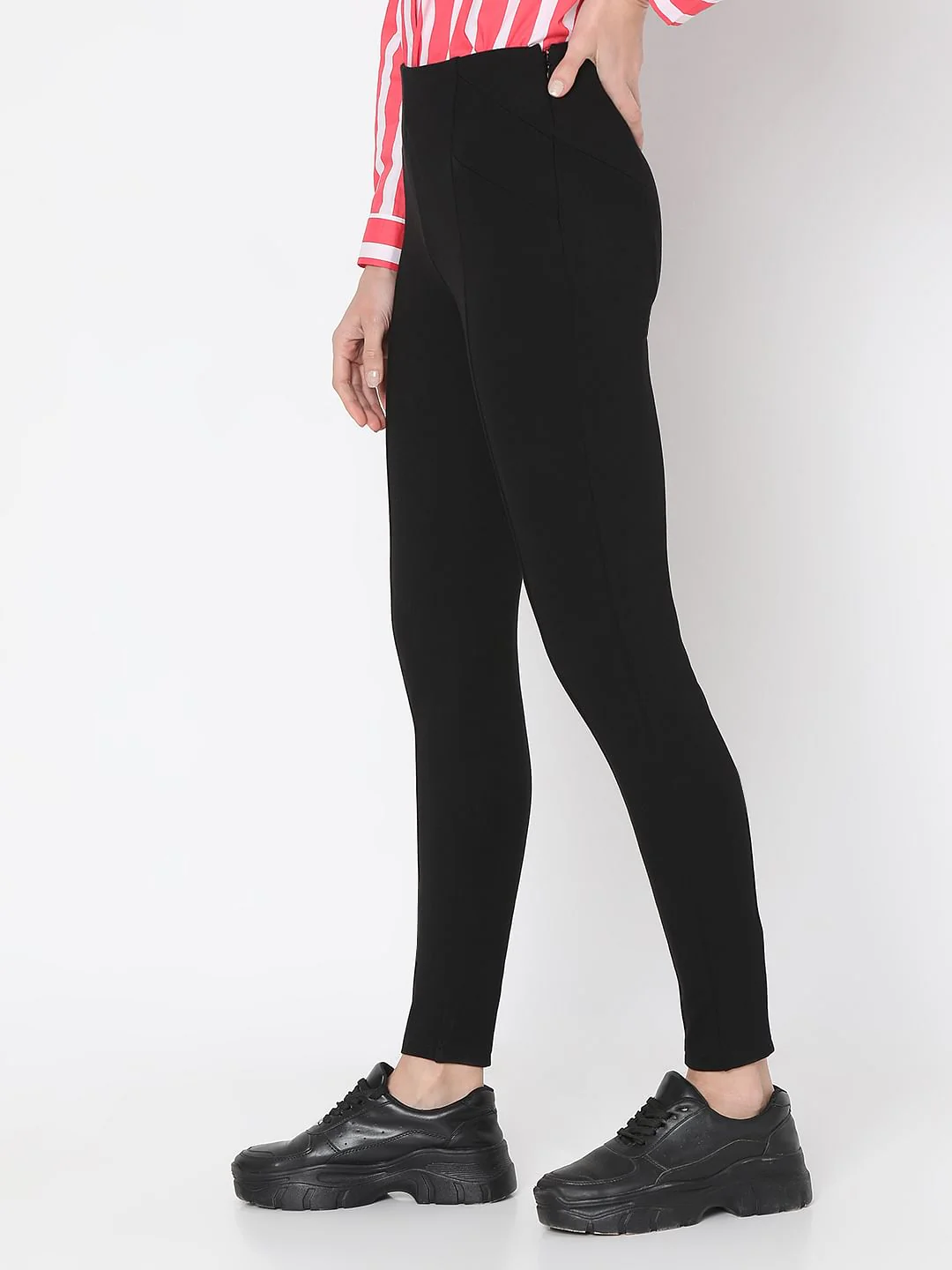 Black High Rise Side-Zip Jeggings - Image 3