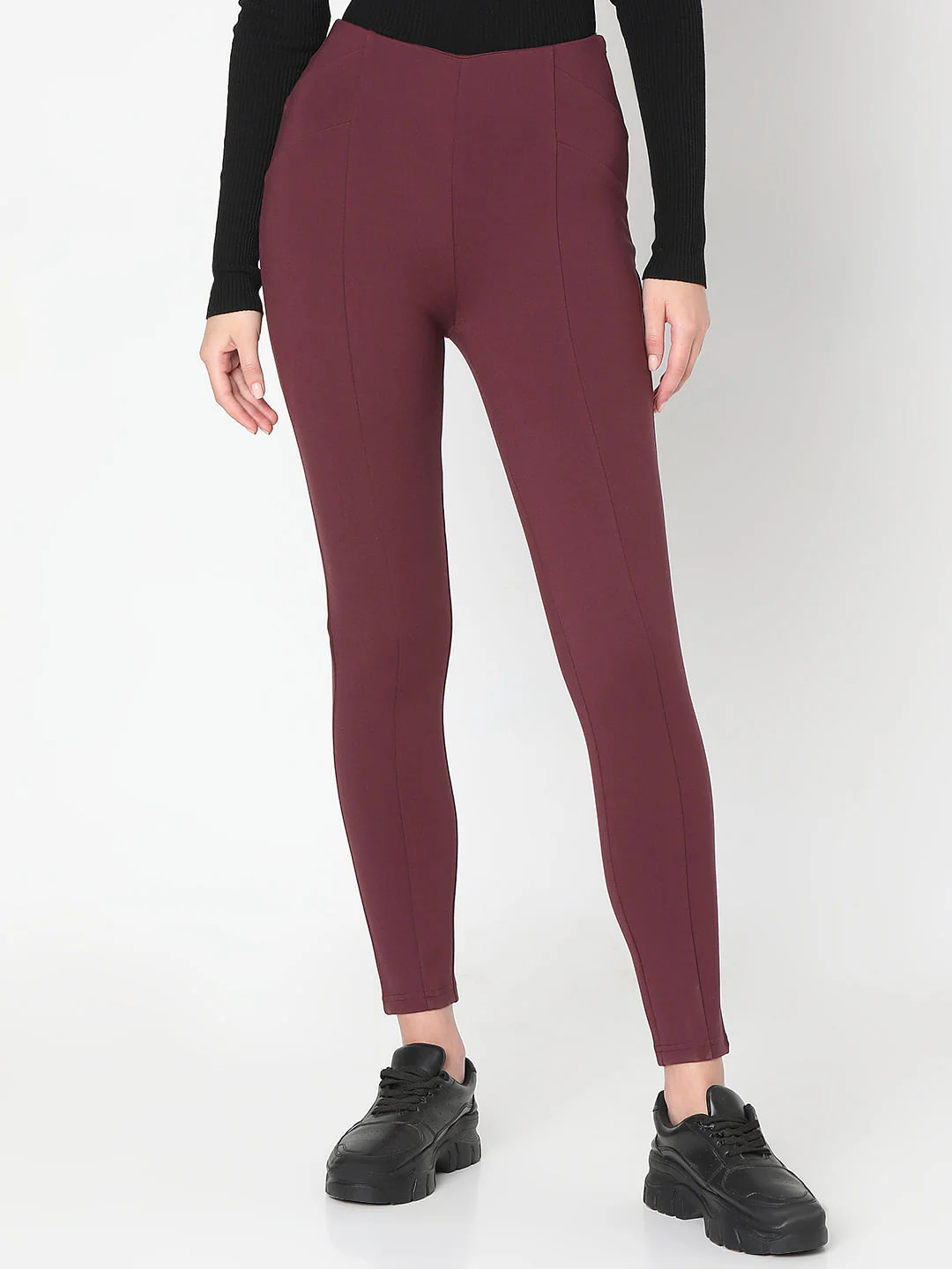Wine High Rise Jeggings - Image 2
