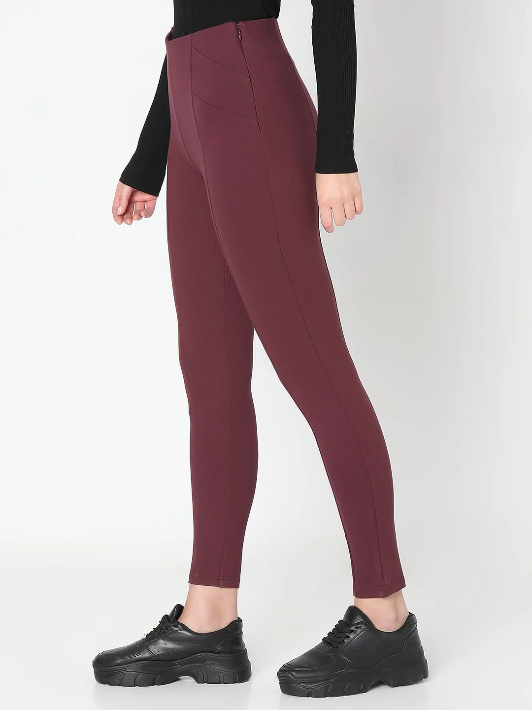 Wine High Rise Jeggings - Image 3