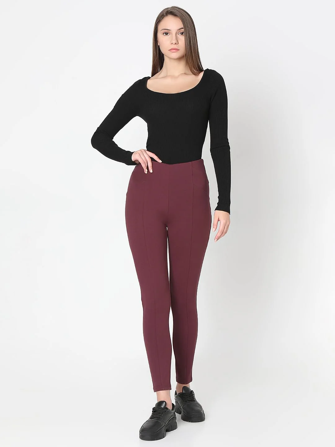 Wine High Rise Jeggings - Image 5