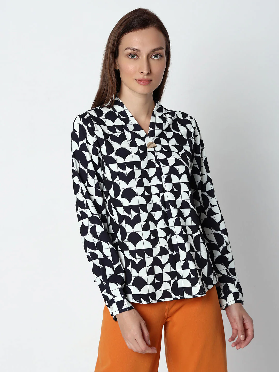 Black Monochrome Printed Top - Image 2