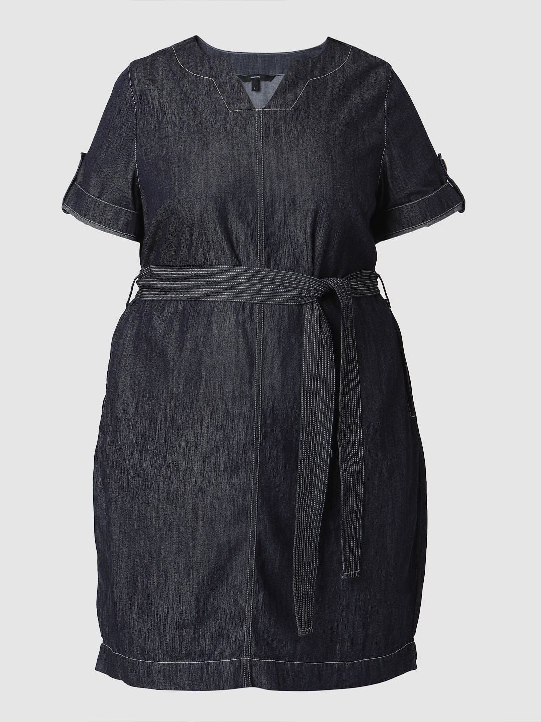Curve Blue Denim Shift Dress - Image 6