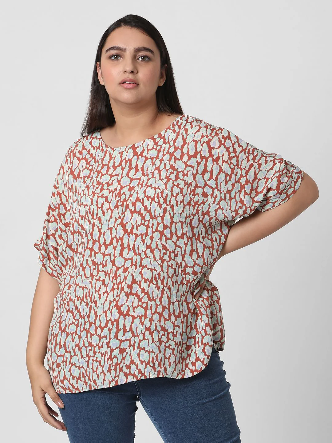 Curve Brown Animal Print Top - Image 2