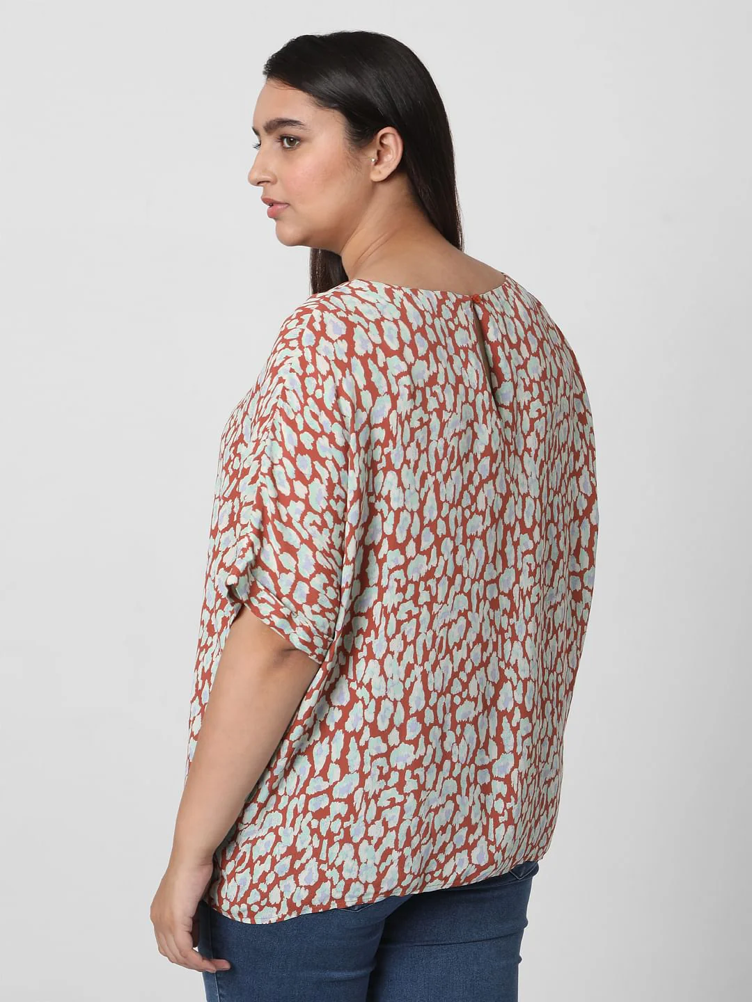 Curve Brown Animal Print Top - Image 4