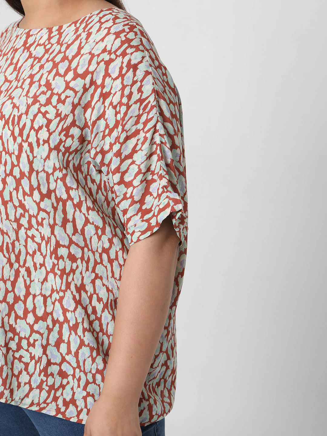 Curve Brown Animal Print Top - Image 6