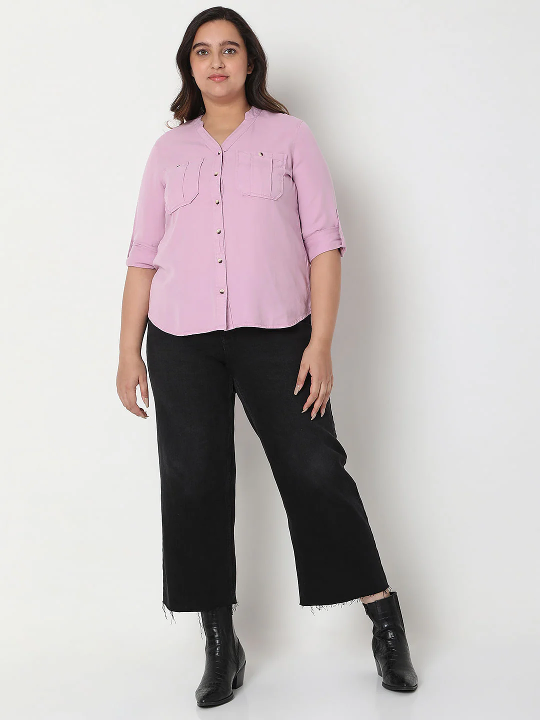 Curve Lavender V-Neck Shirt - Image 5
