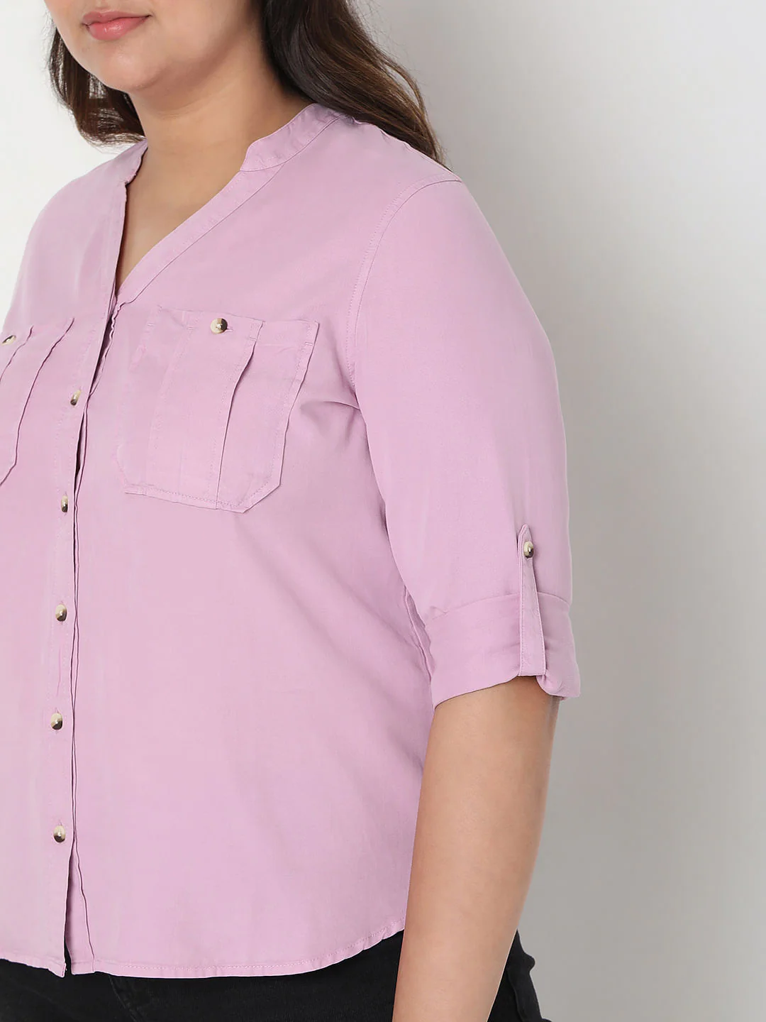 Curve Lavender V-Neck Shirt - Image 6