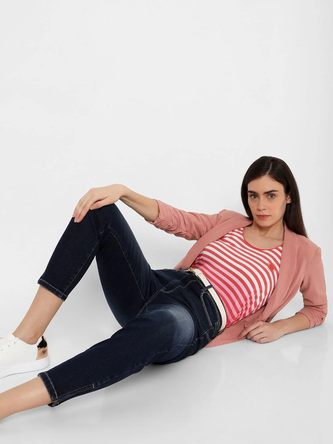 Blue High Rise Ankle Zipper Slim Jeans - Image 2