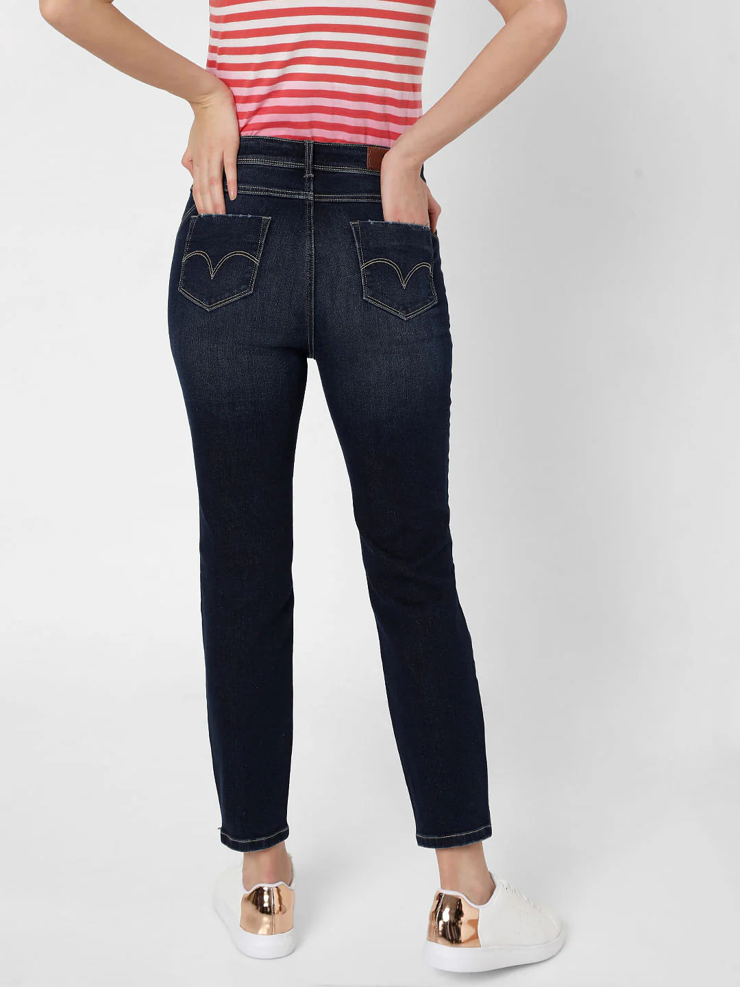 Blue High Rise Ankle Zipper Slim Jeans - Image 4