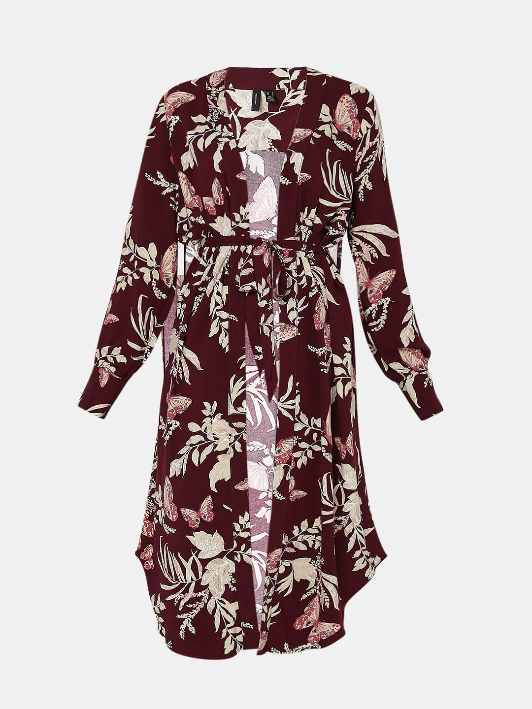 Maroon Floral Print Kimono - Image 6