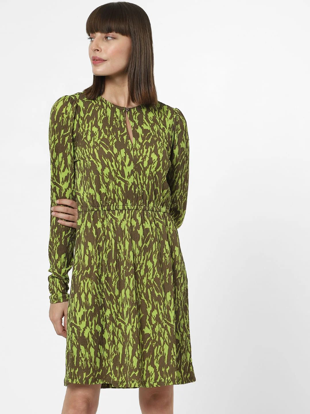 Green Printed Mini Dress - Image 2