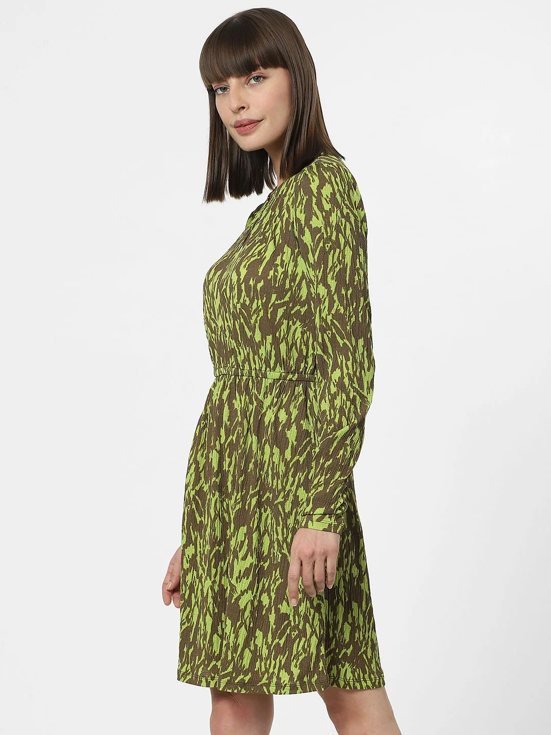 Green Printed Mini Dress - Image 3