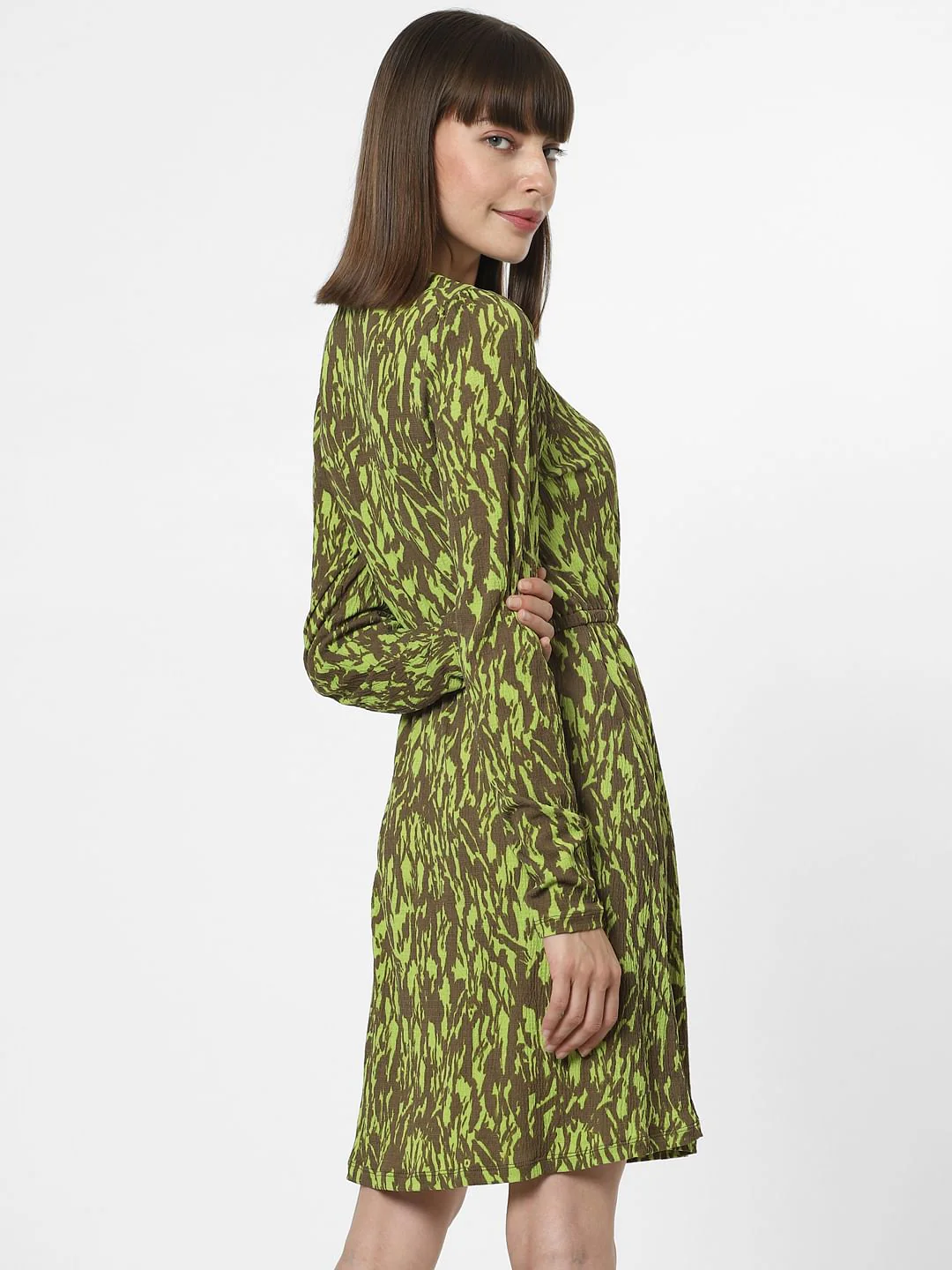Green Printed Mini Dress - Image 4