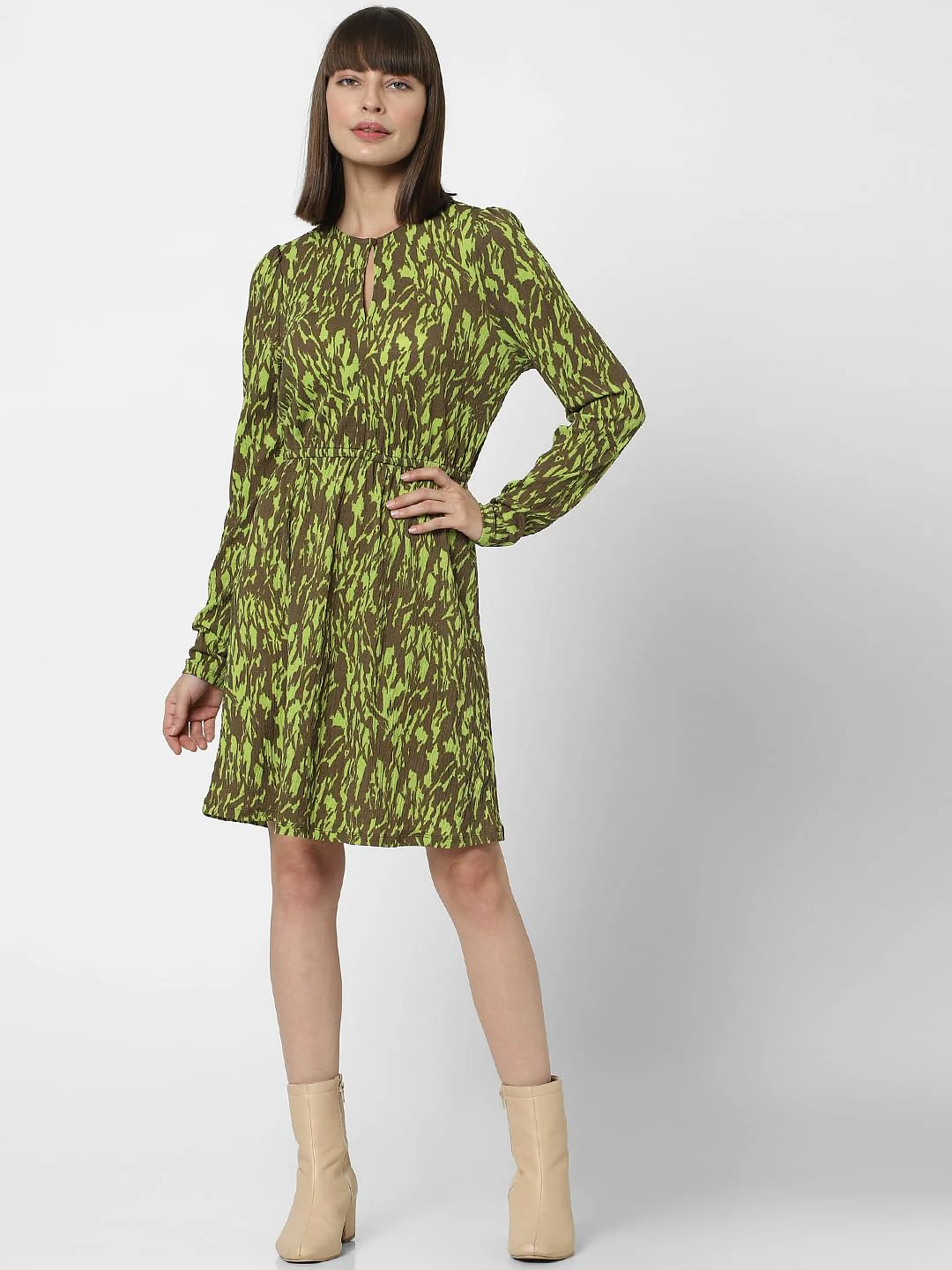 Green Printed Mini Dress - Image 5