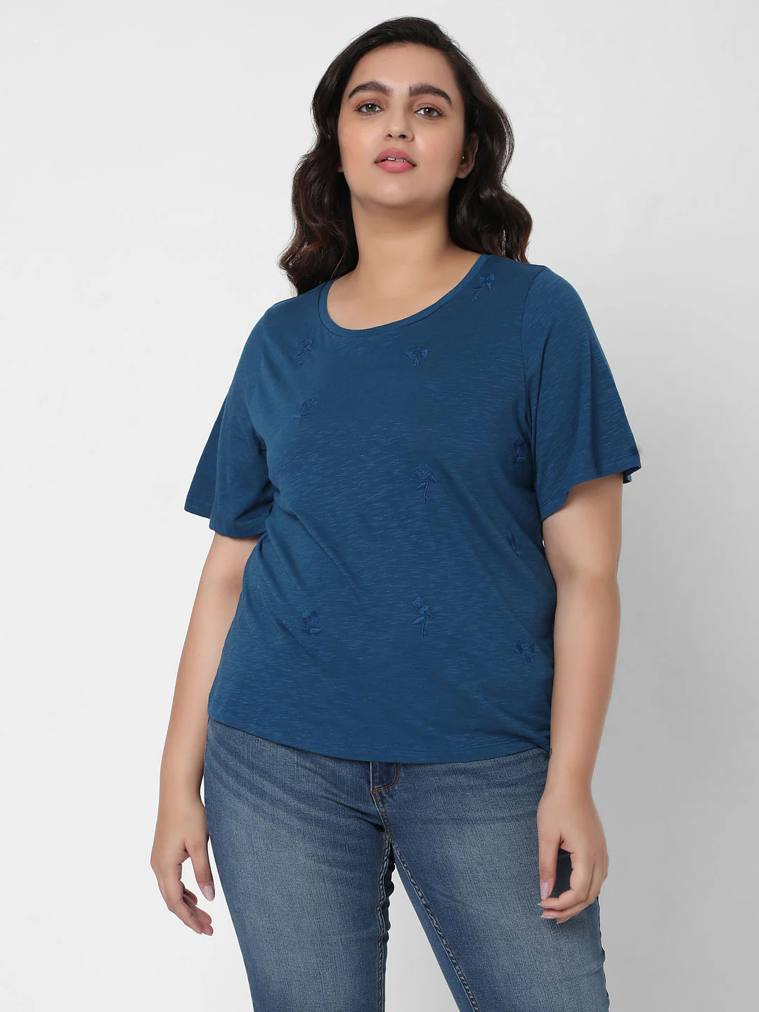 Curve Blue Embroidered Top - Image 2